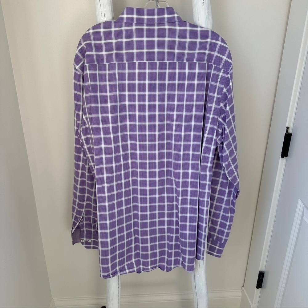 Bugatchi Men’s Purple Grid Pattern Long Sleeve Dress Shirt SZ XL - Picture 4 of 13